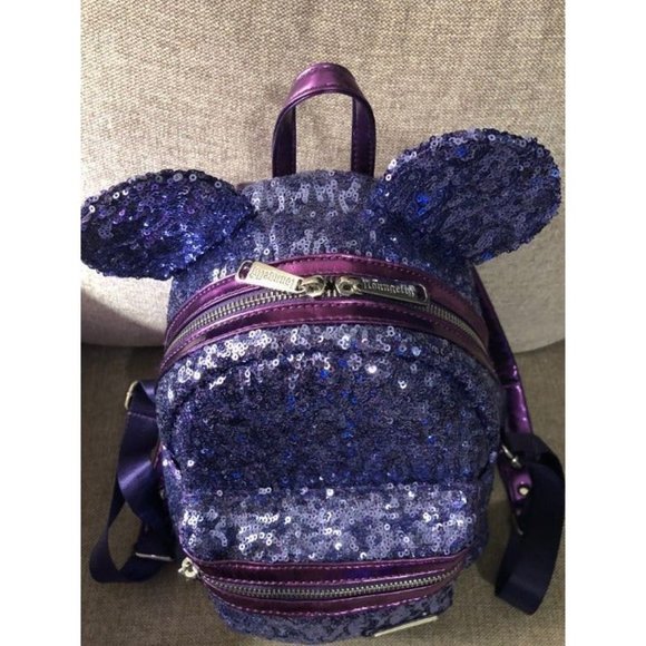 Loungefly Rare Grail Disney Parks Purple Potion Mini Backpack Wallet Minnie Ears - Picture 4 of 13